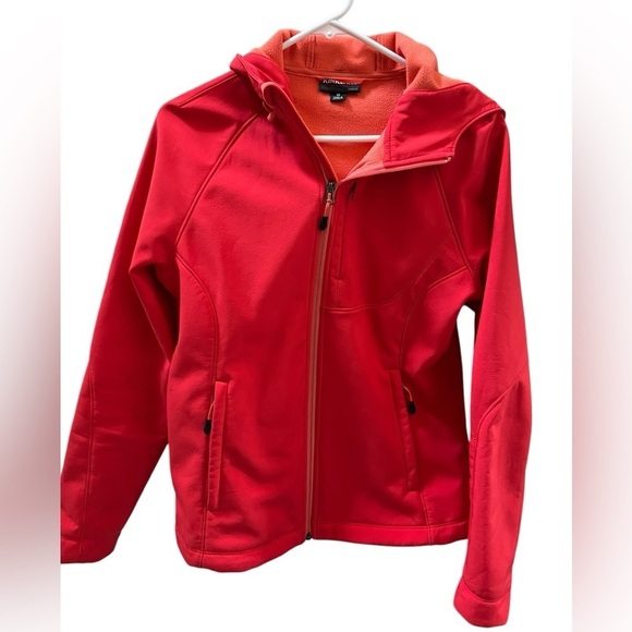 Kirkland Signature Jackets & Blazers - Kirkland Jacket coat fleece lined Hooded Womans zip coral red size Medium